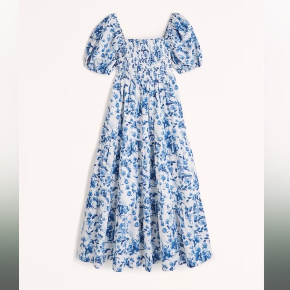 Abercrombie Smocked Bodice Poplin Midi Dress